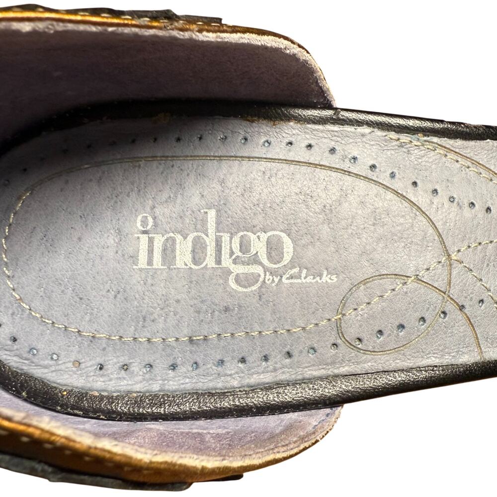 INDIGO by CLARKS Women's 8M Black Leather Slingback Heels Ankle Strap Pumps - Picture 12 of 13